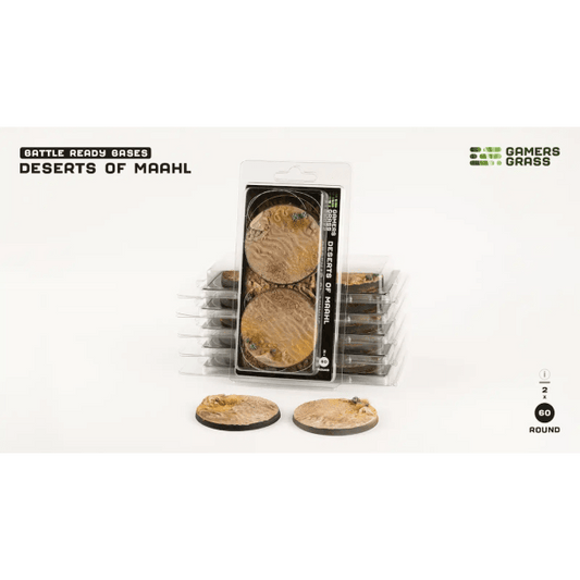 Gamers Grass Battle Ready Bases - Deserts of Maahl Round 60mm (x2) - Loaded Dice