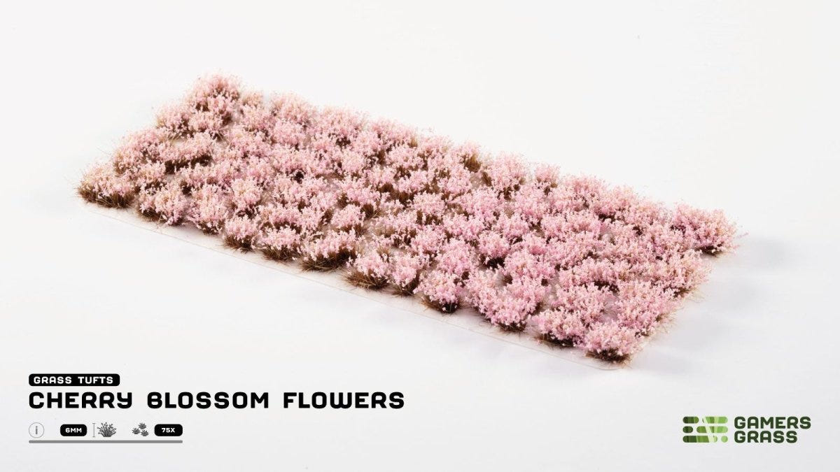 Sheet of Gamers Grass Cherry Blossom Flowers self-adhesive basing tufts in pink and white