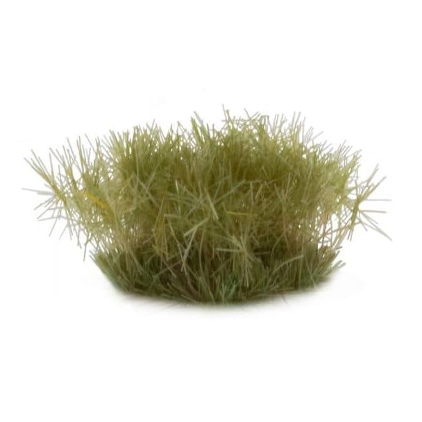 Gamers Grass Dense Green 6mm Wild grass tuft, a single full tuft of long green fibres close up