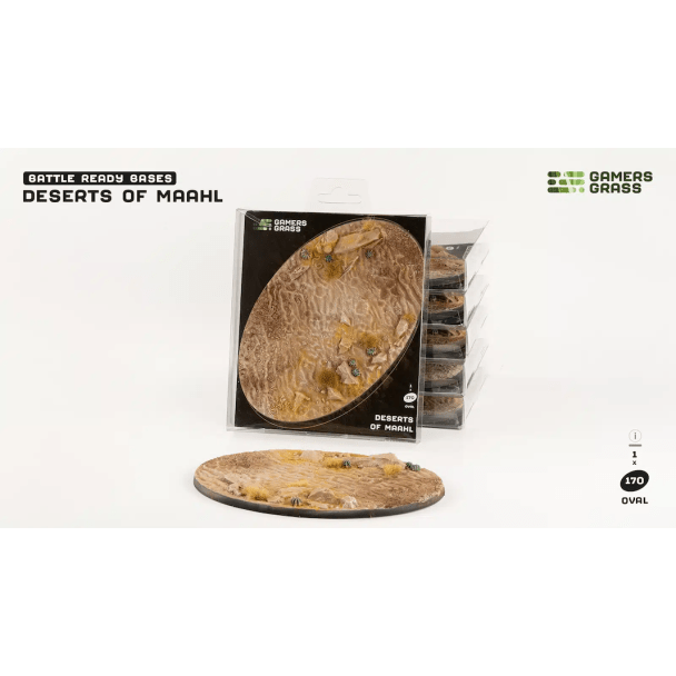 Gamers Grass Battle Ready Bases Deserts of Maahl 170mm oval base with its blister pack