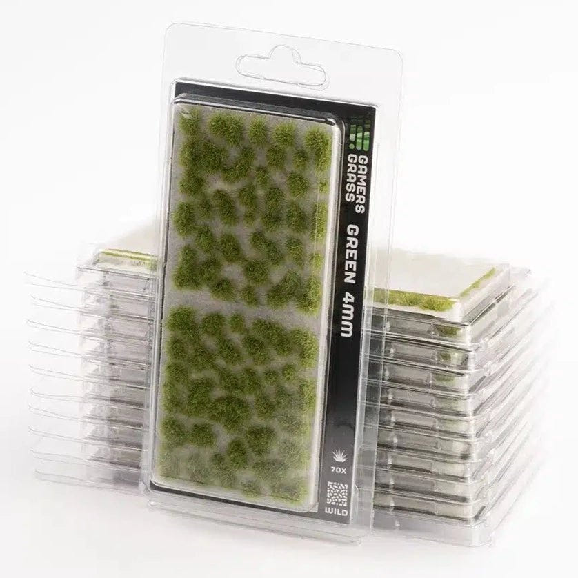 Gamers Grass Green Wild Tufts 4mm in stacked clear blister packs