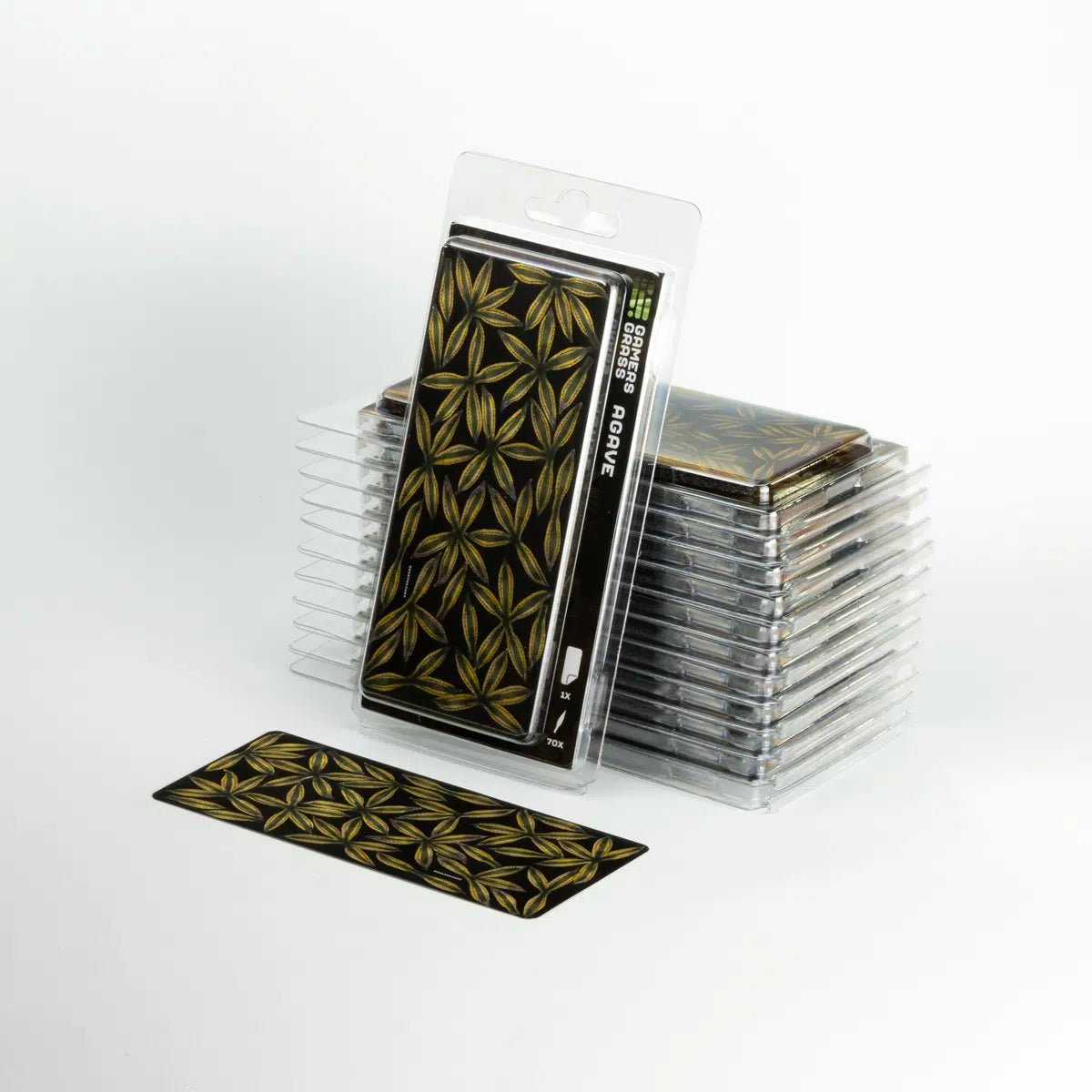 Gamers Grass Laser Plants Agave blister pack with a sheet of laser-cut agave leaves in front