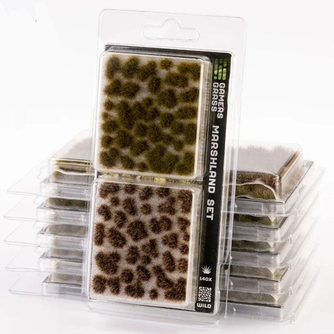 Gamers Grass Marshland Set of basing tufts in stacked clear blister trays