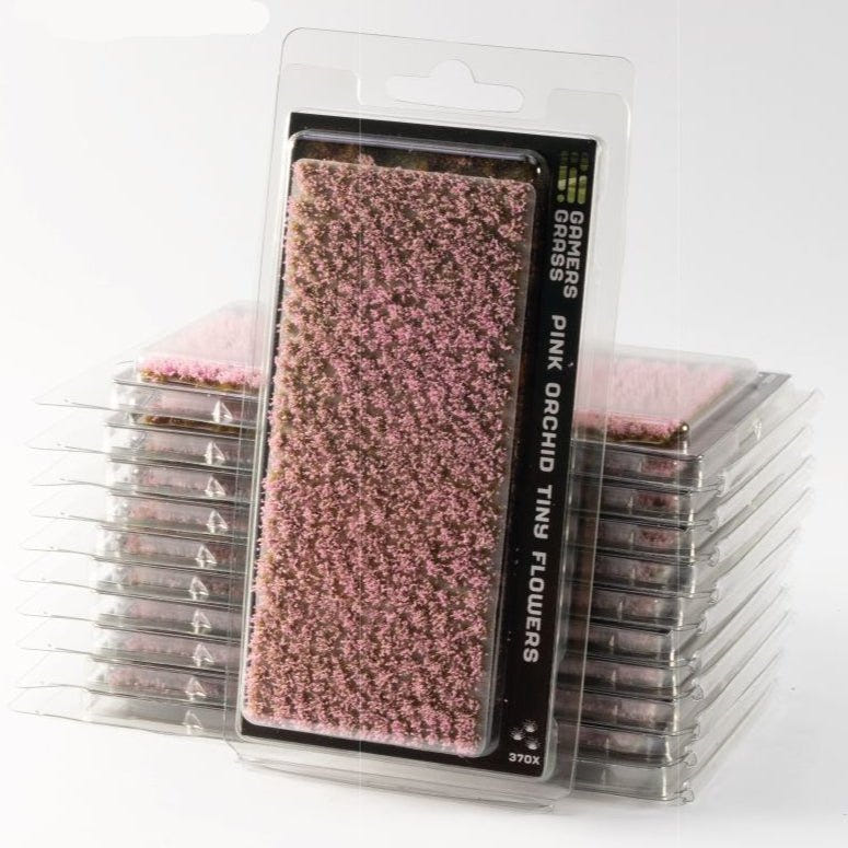 Gamers Grass Pink Orchid Tiny Flowers tufts in blister packaging