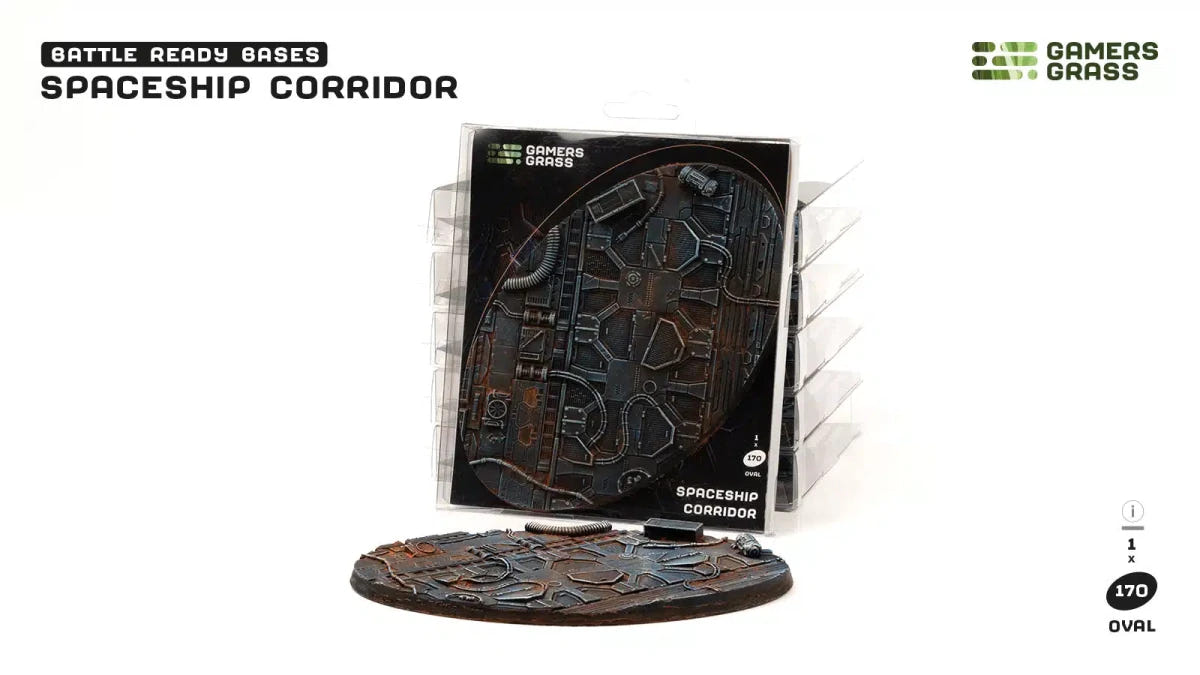 Gamers Grass Battle Ready Bases Spaceship Corridor 170mm oval base with its blister pack