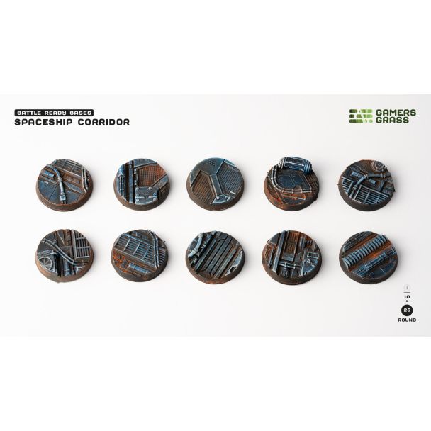 Gamers Grass Spaceship Corridor Round 25mm (x10) - Loaded Dice