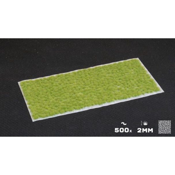 Gamers Grass Tiny Tufts Light Green sheet of 500 2mm tufts on a dark backdrop