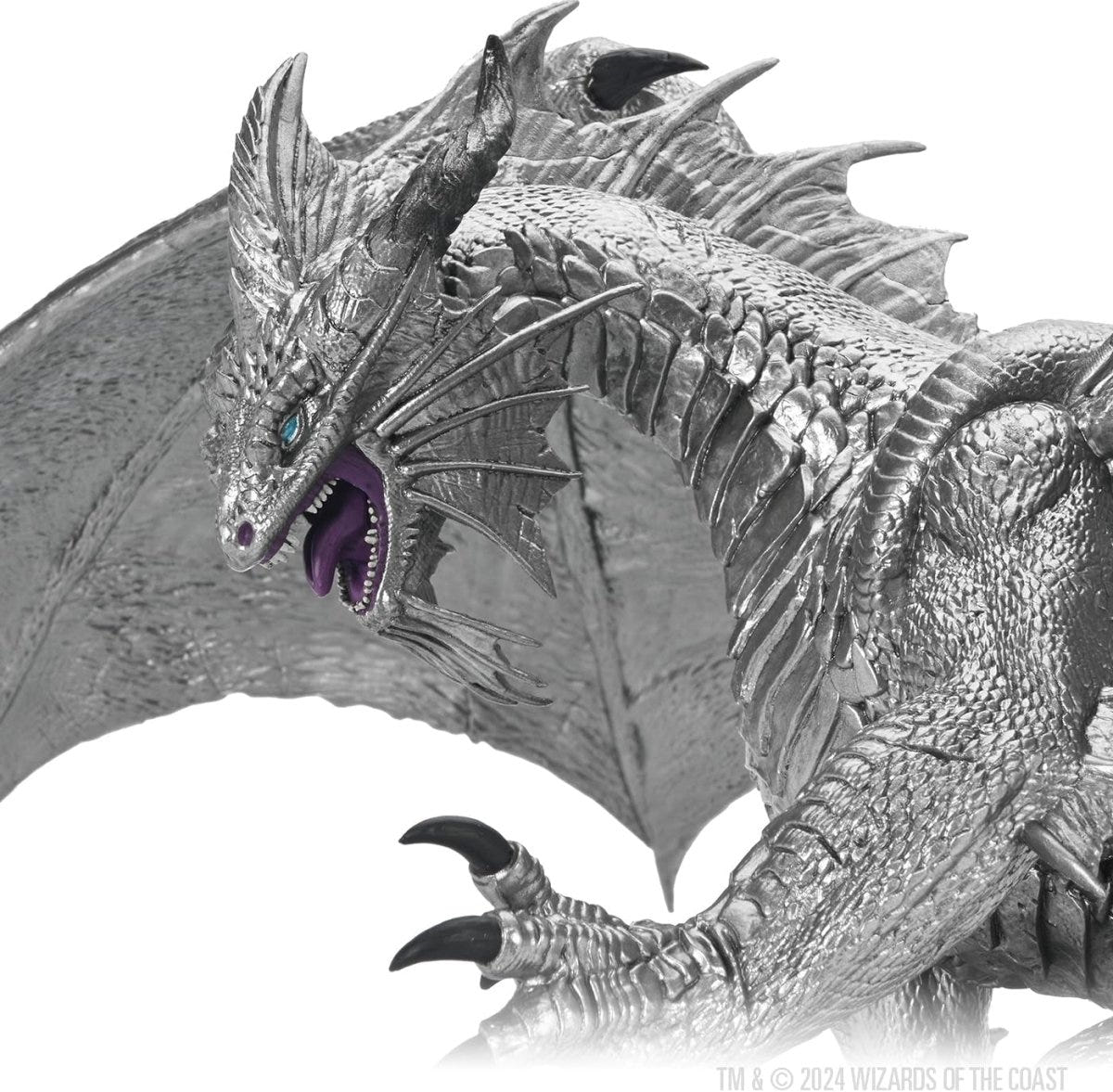 Close-up of Gargantuan Bahamut's head, horns and scaled neck, D&D Icons of the Realms