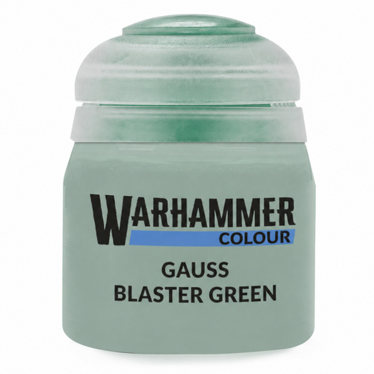 Warhammer Colour Gauss Blaster Green paint jar on a white background