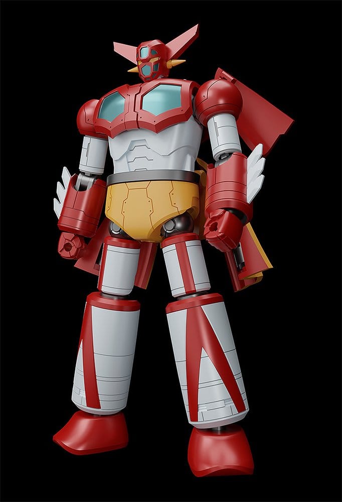 Built Getter 1 Moderoid kit standing on a black background, front view