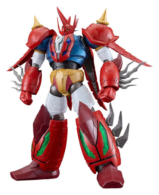 Good Smile Company Moderoid Shin Getter Dragon built kit in red, blue and white, on white background