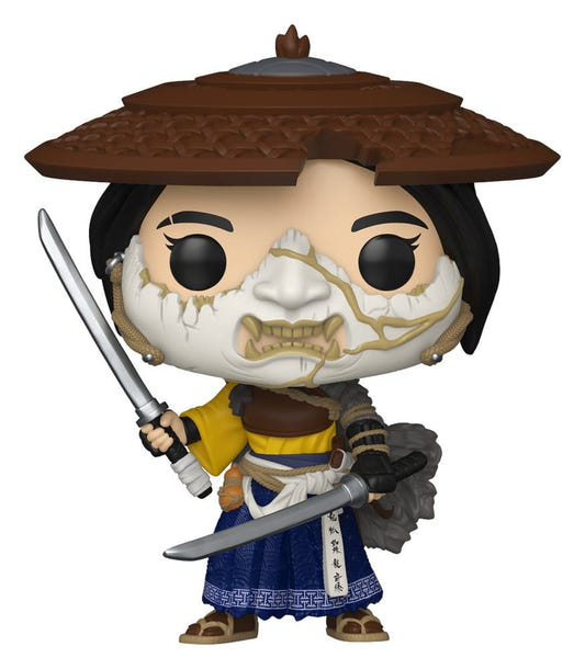 Funko Ghost of Yotei POP! Games Atsu vinyl figure in straw hat and mask wielding a katana