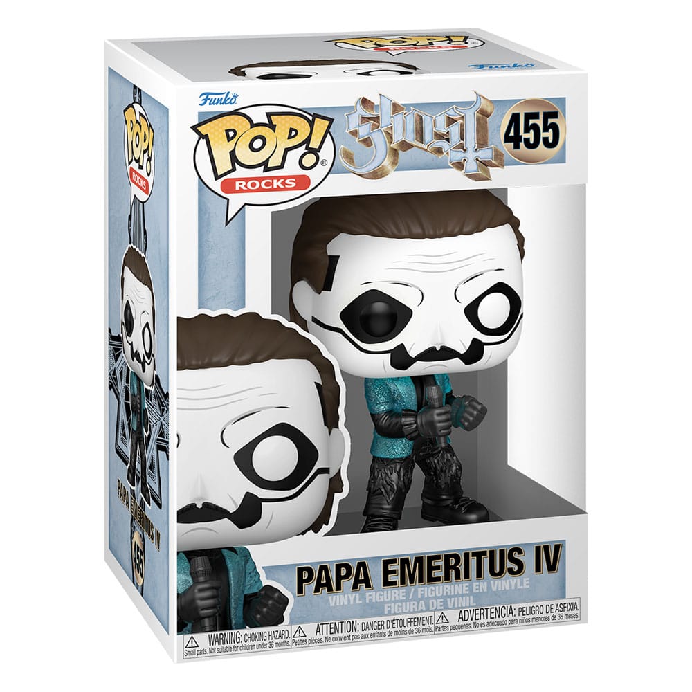 Funko Pop! Rocks Ghost Papa Emeritus IV vinyl figure 455 in its window display box
