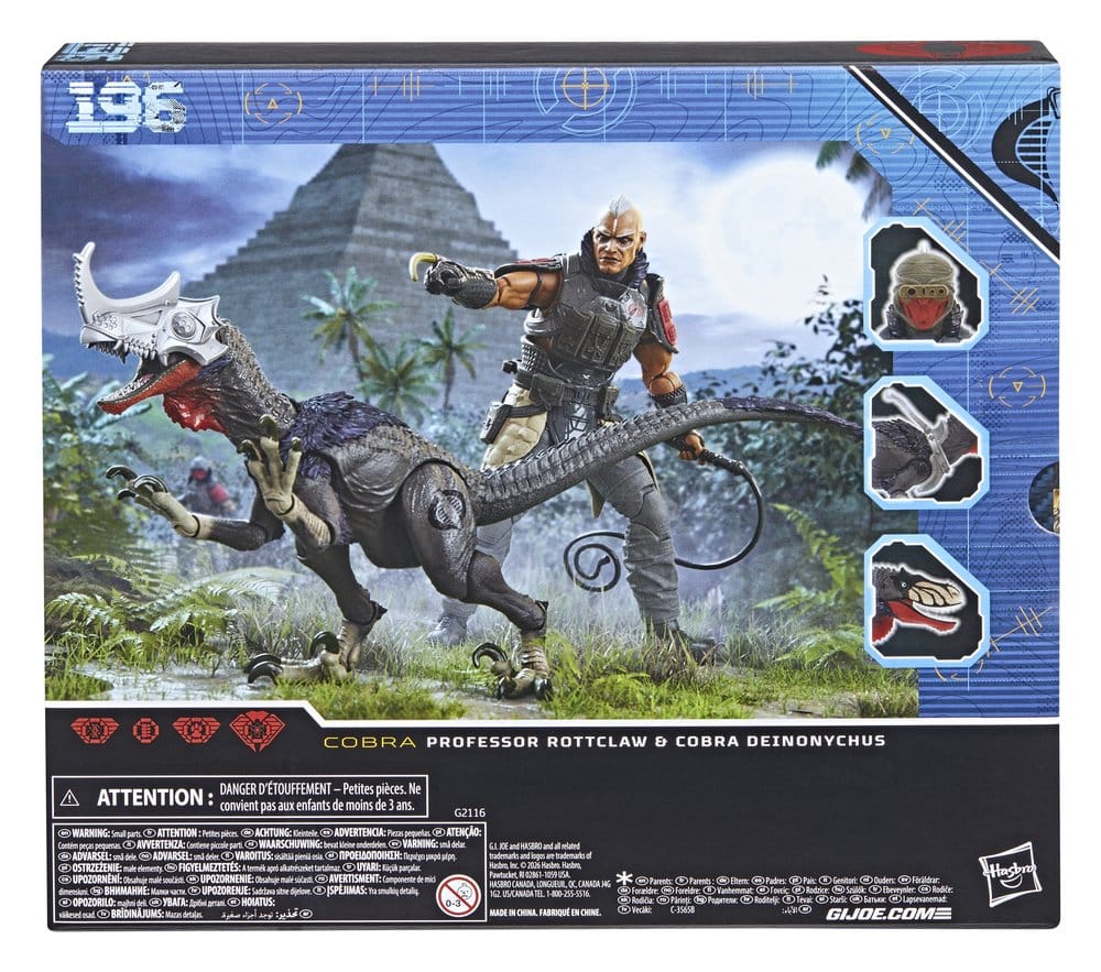 G.I. Joe Classified #196 Professor Rottclaw and Cobra Deinonychus box back with jungle artwork