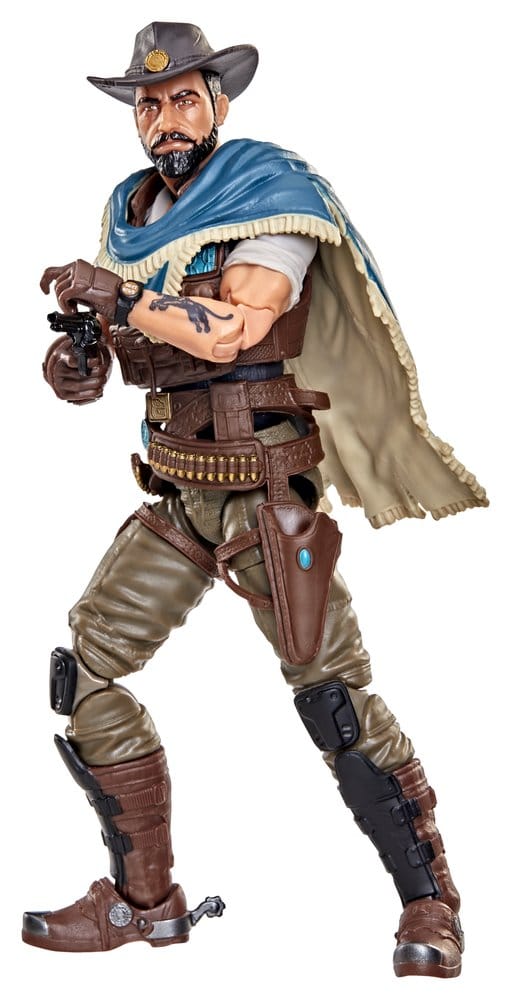 G.I. Joe Classified Sundown figure in hat and blue poncho aiming a revolver