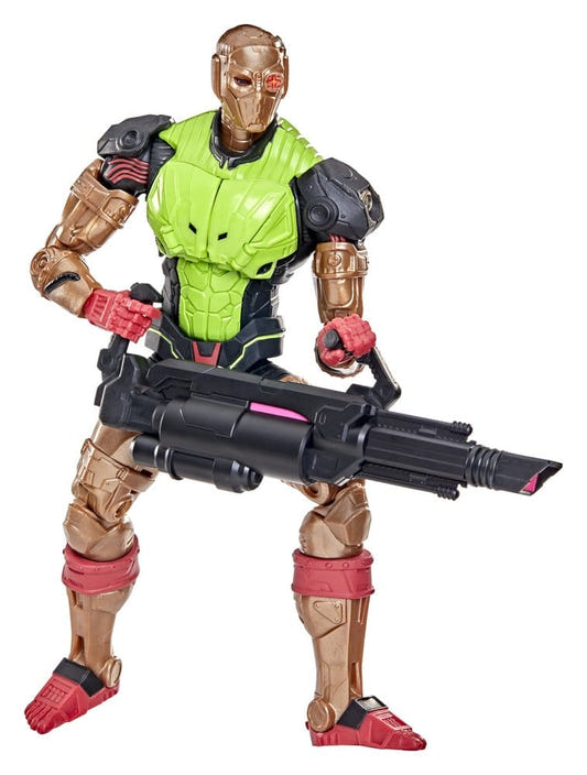 G.I. Joe Classified Cobra Overkill figure in green chest plate and bronze armour with blaster