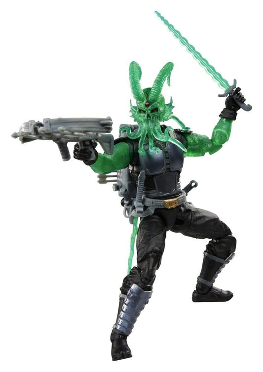 G.I. Joe Classified Series Night-Creeper (D.I.R.E. Tech) with green head, rifle and glowing sword
