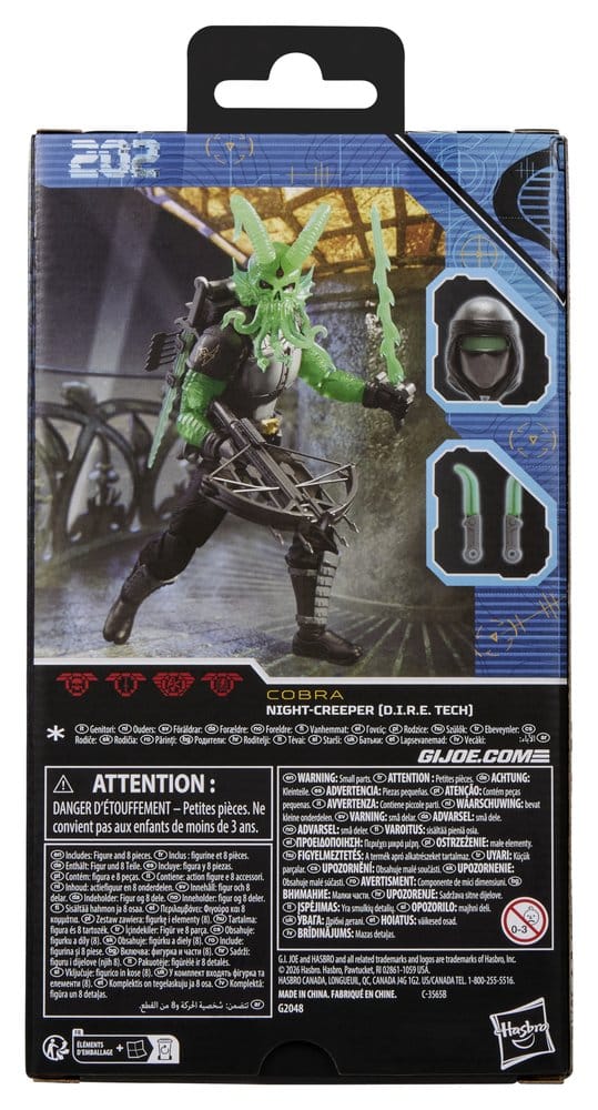 Back of the G.I. Joe Classified #202 Night-Creeper (D.I.R.E. Tech) box with artwork