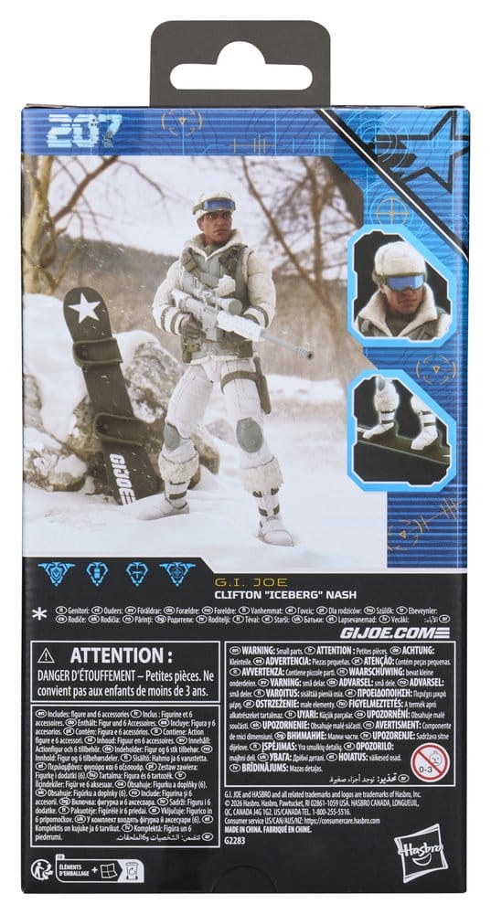 Hasbro G.I. Joe Classified #207 Clifton "Iceberg" Nash box back with snowy battle artwork