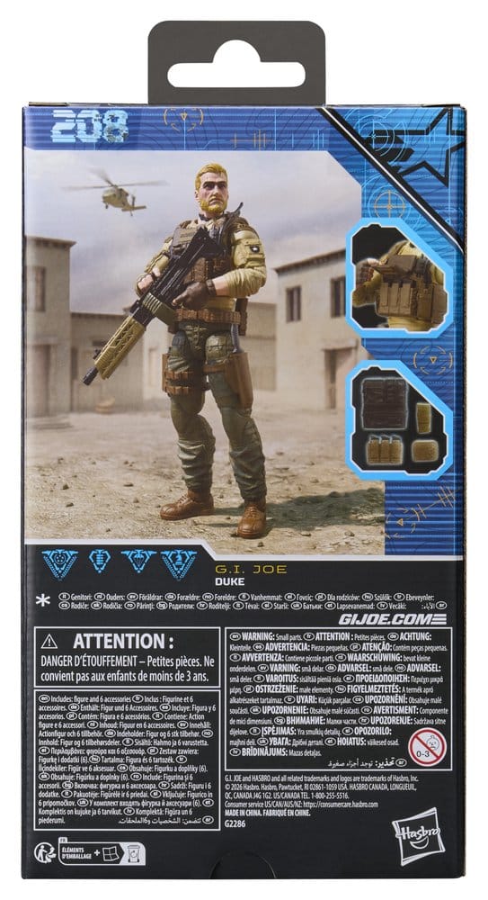 Hasbro G.I. Joe Classified #208 Duke box back with desert battle artwork and accessories