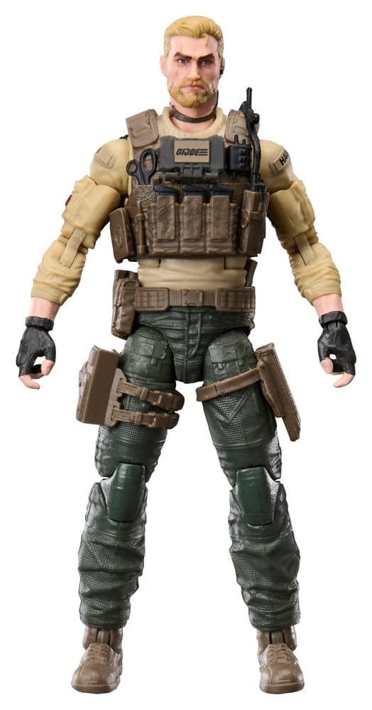 G.I. Joe Classified Series Duke figure in tan shirt, tactical vest and green trousers, front view