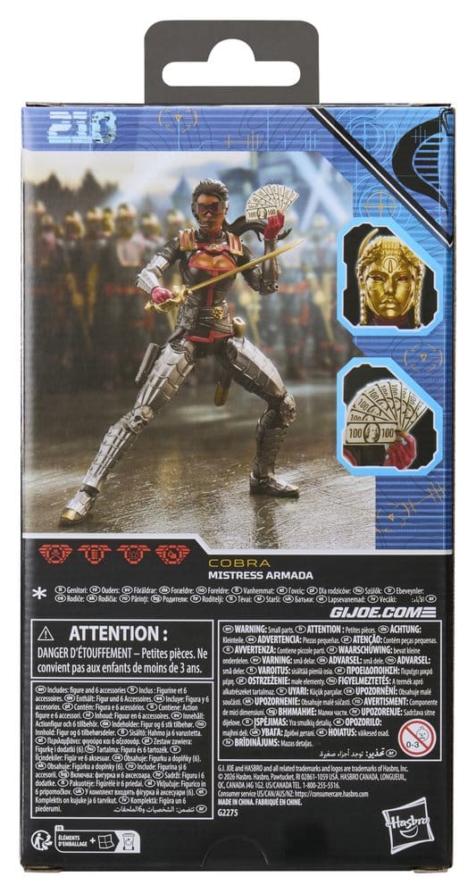 Hasbro G.I. Joe Classified #210 Mistress Armada box back with artwork and accessories