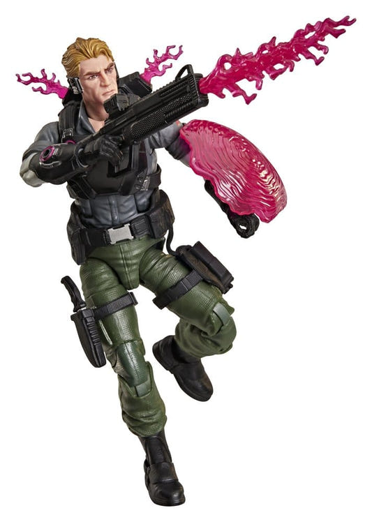 G.I. Joe Classified Night Force Psych-Out figure firing his rifle with pink psionic effects