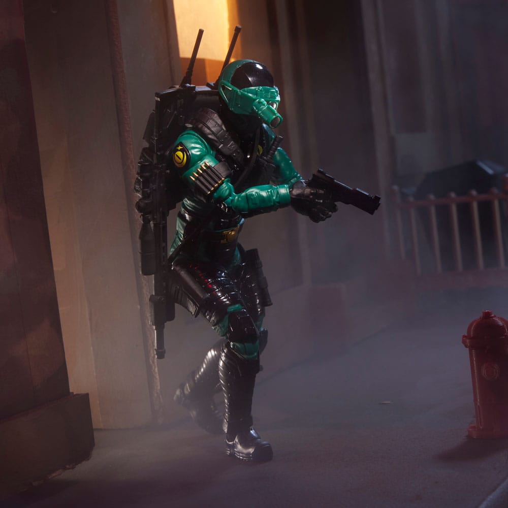 Cobra Night-Viper figure creeping down a dark alley with pistol drawn