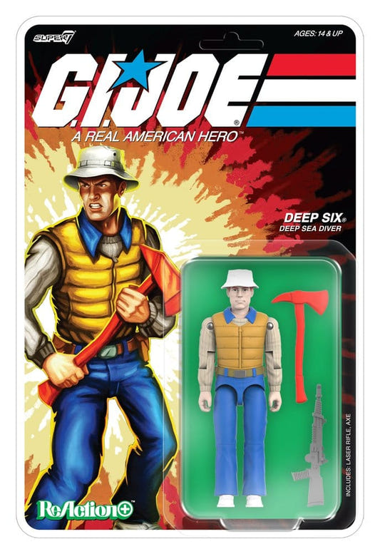 Super7 G.I. Joe Deep Six ReAction+ figure on blister card with deep sea diver artwork