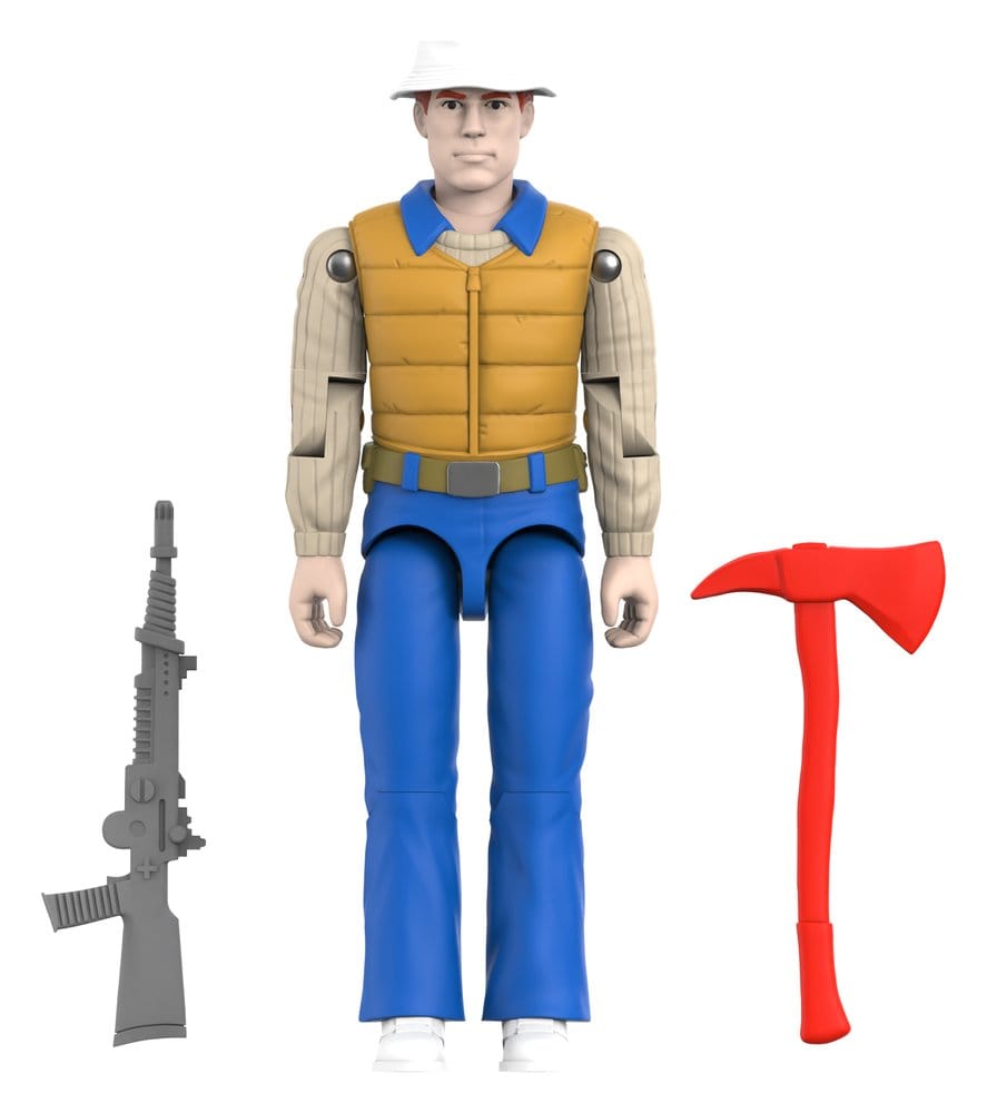 Deep Six ReAction+ figure in yellow vest and blue trousers with rifle and red axe