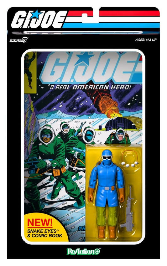 Super7 G.I. Joe Snake Eyes Skybound Comic Box ReAction+ figure packed with issue #2 comic