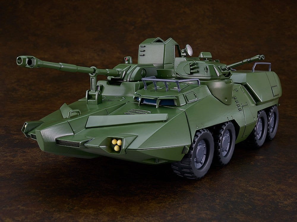 Moderoid Giant Gorg Carrier Vehicle front three-quarter view on a dark wooden backdrop