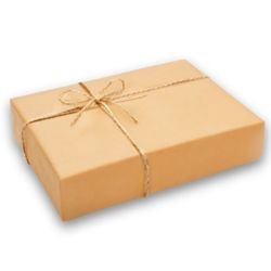 Gift wrap option: parcel wrapped in plain brown kraft paper tied with twine