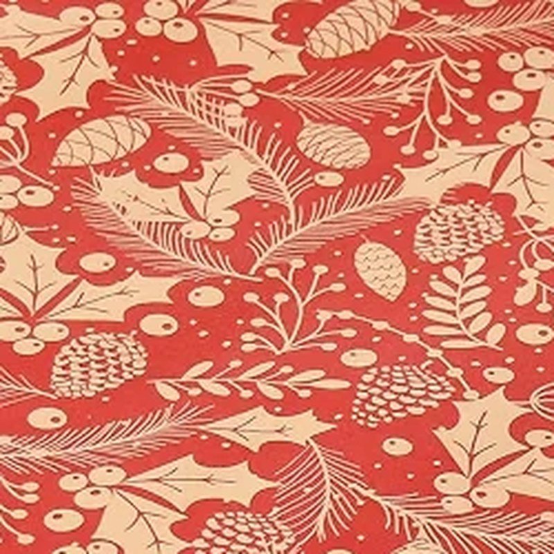 Holly on Red Background gift wrap