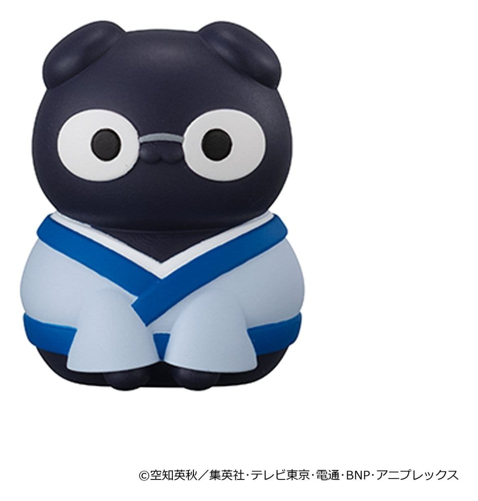 Gintama Nyantama cat mini figure of Shinpachi with glasses in blue and white kimono