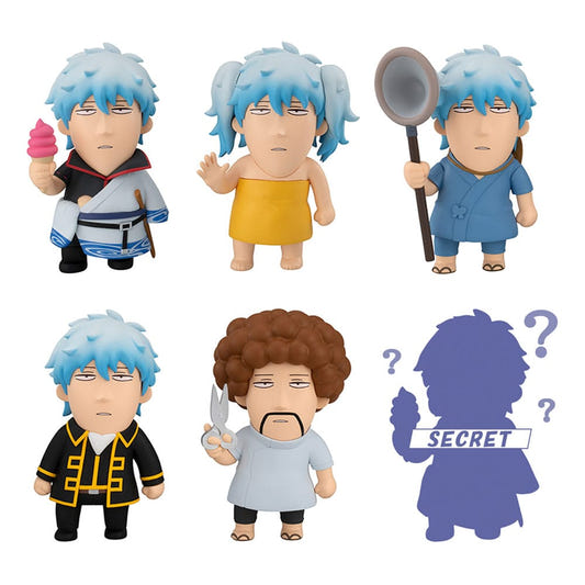 Gintama We Love Ginsan trading figure line-up: five Gintoki variants plus a secret figure