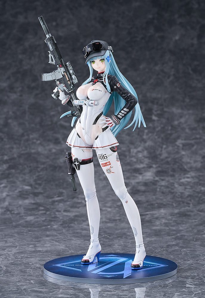 Klukai: Speed Star 1/7 PVC figure front view holding rifle on blue display base