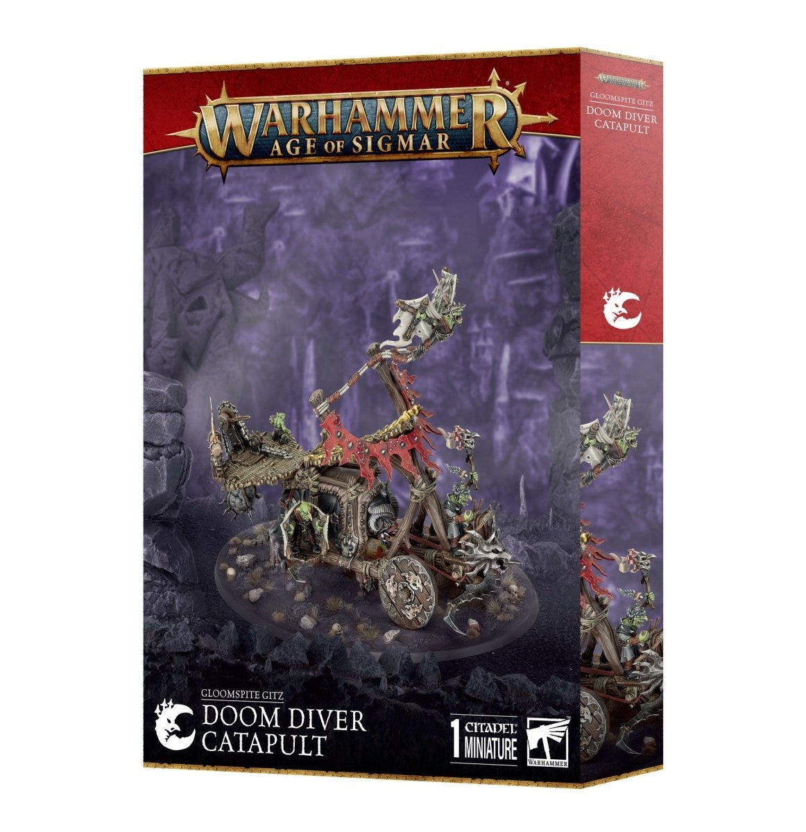 Gloomspite Gitz Doom Diver Catapult box front, Games Workshop Warhammer Age of Sigmar kit