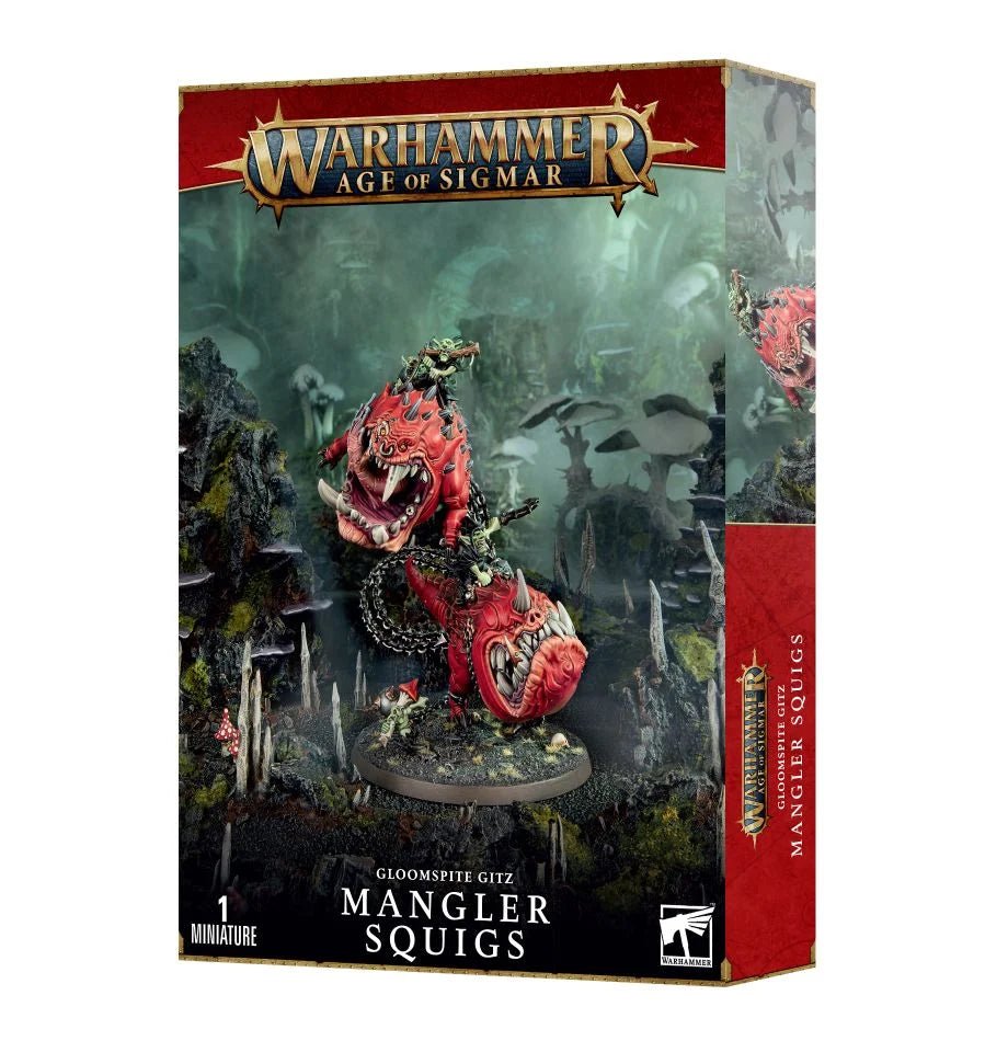 Games Workshop Gloomspite Gitz Mangler Squigs boxed kit for Age of Sigmar, front of box
