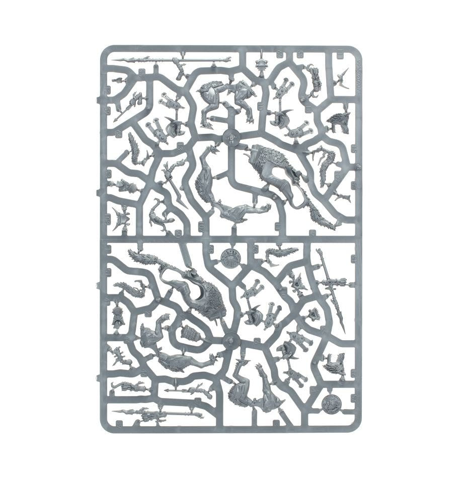 Gloomspite Gitz Snarlfang Riders unpainted plastic sprue, frame 3 of 3