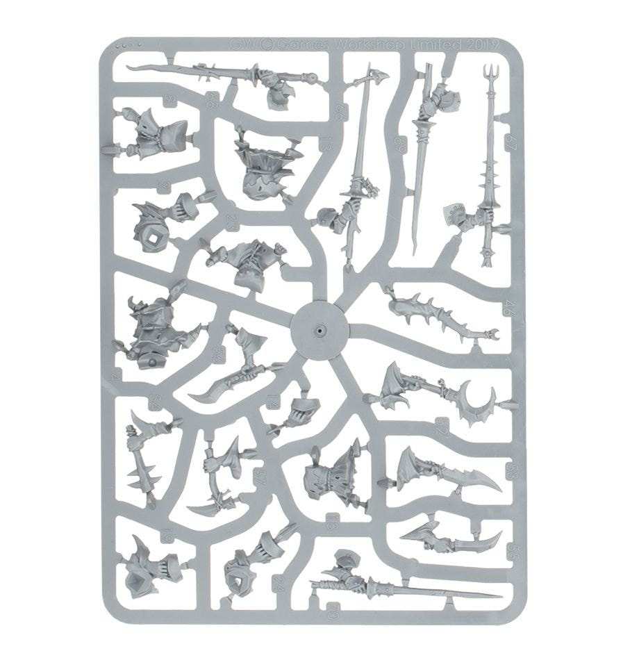 Gloomspite Gitz Squig Hoppers unpainted plastic sprue, frame 3 of 3