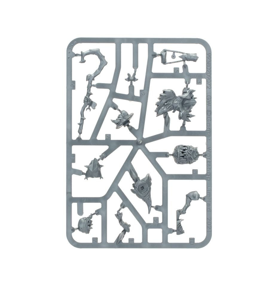 Gloomspite Gitz Squigboss with Gnasha-Squig unpainted plastic sprue, frame 1 of 1