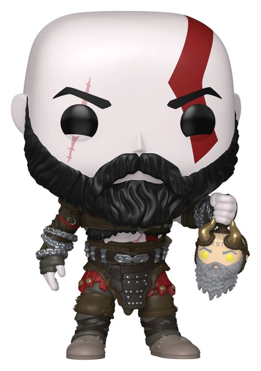 Funko Pop! Games Kratos vinyl figure from God of War Ragnarok holding the head of Mimir