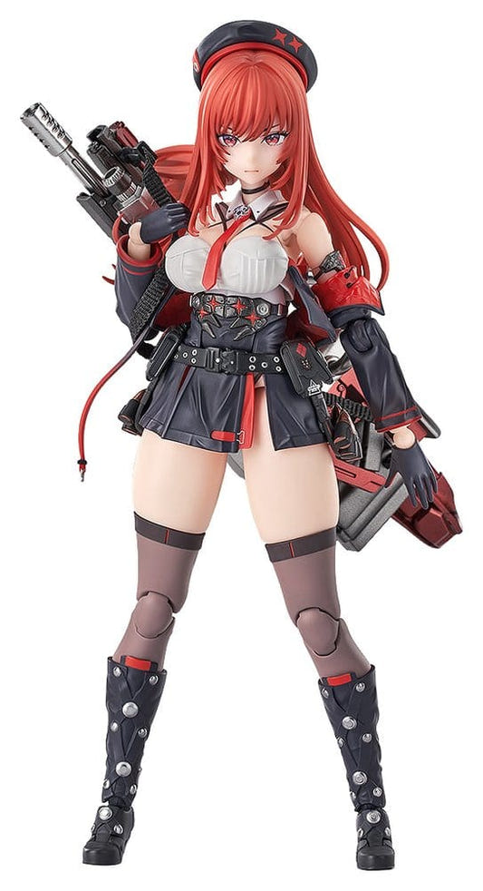 Rapi: Red Hood Hyper Body action figure from Goddess of Victory: Nikke holding her large weapon