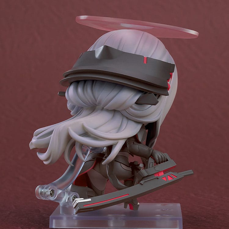 Rear view of Guren: Black Shadow Nendoroid showing long silver hair and scabbard