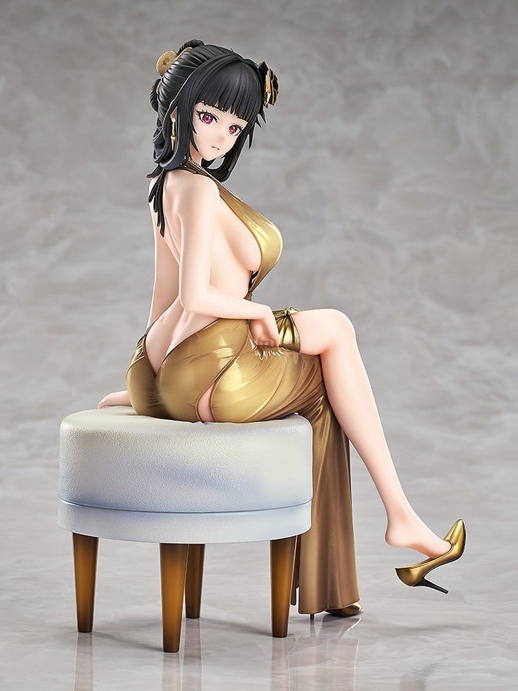 D: Killer Wife Secret Party Cleaner figure seated cross-legged, three-quarter view on grey