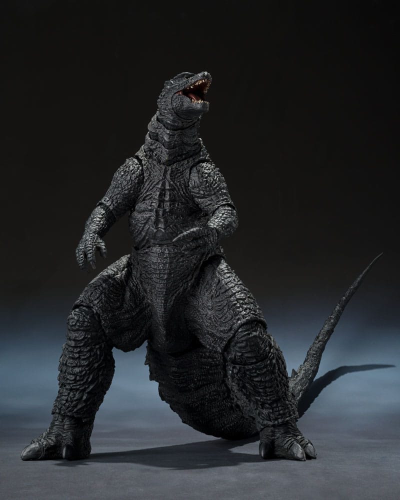 Godzilla 2014 S.H.MonsterArts figure front view, head raised in a roar