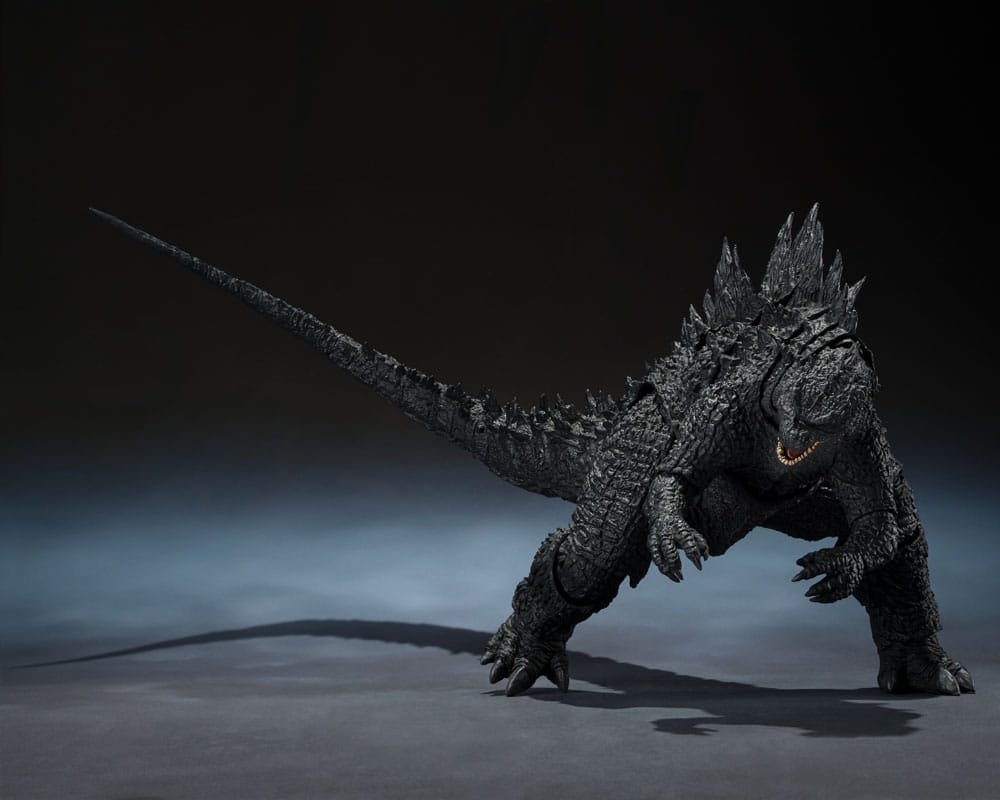 Godzilla 2014 S.H.MonsterArts figure crouched low with tail extended