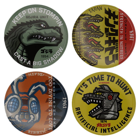 Godzilla Set of 4 Printed Metal Coasters - Loaded Dice