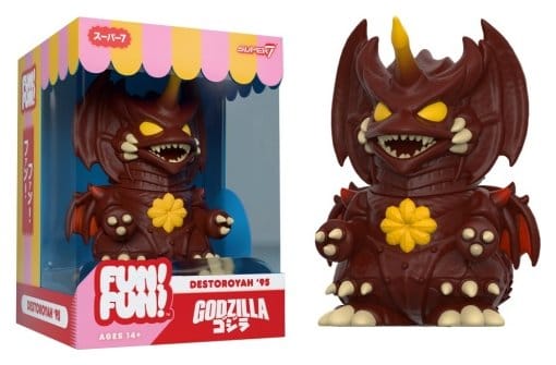 Super7 Godzilla Fun! Fun! Mini Destoroyah '95 figure beside its window box